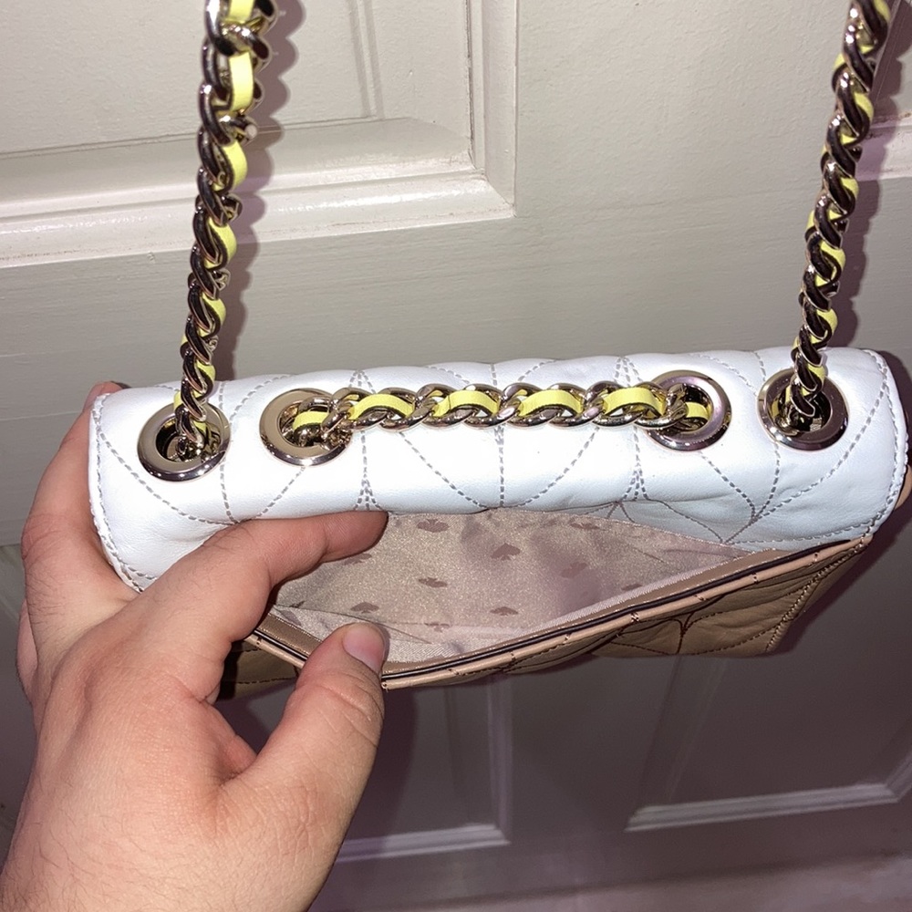Kate Spade Tan White Yellow Briar Lane Quilted Mini Emelyn Purse Bag - Picture 13 of 16